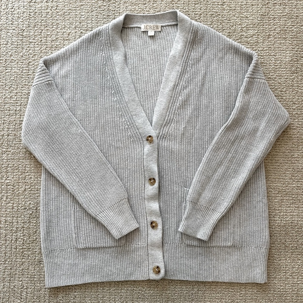 J. Crew V-neck cotton-blend cardigan sweater - Picture 4 of 9